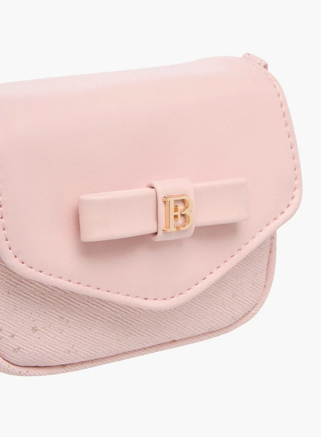 Flora Bella By Shoexpress Girls Bow Accent Crossbody Bag with Chain Strap and Flap Closure