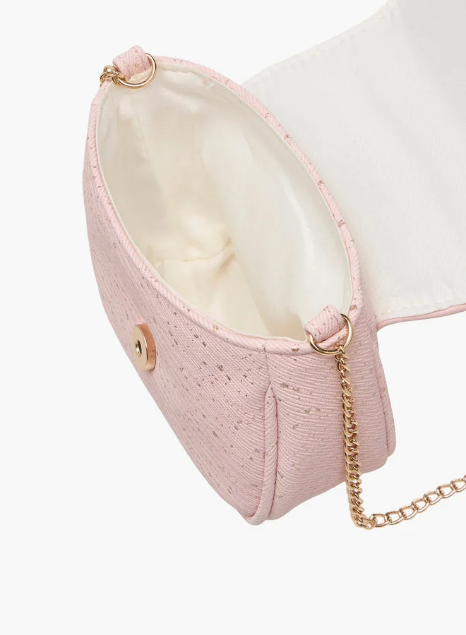 Flora Bella By Shoexpress Girls Bow Accent Crossbody Bag with Chain Strap and Flap Closure
