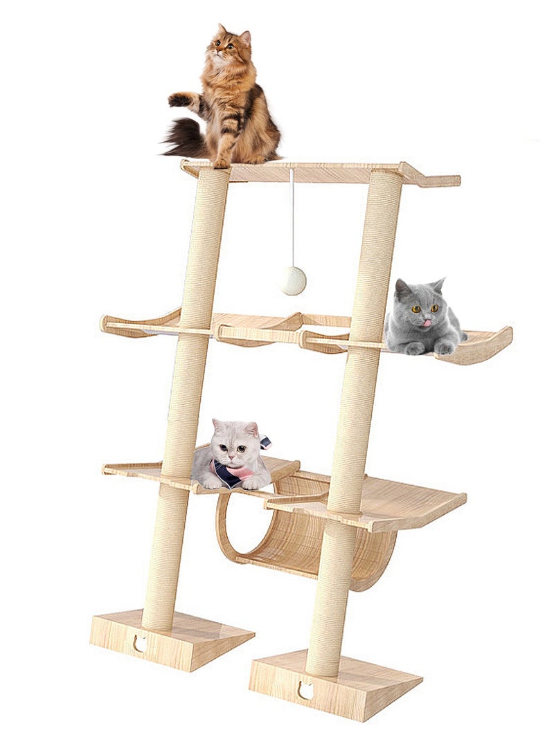 Kidle Cat Tree Cat House Cat Climbing Frame Small House Solid Wood Against the Wall Cat Scratching Board Cat Jumping Platform Climbing Post Wall Type - Image 1