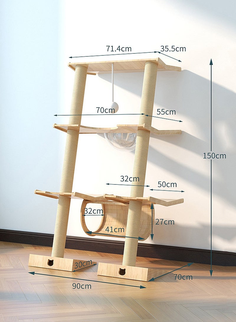 Kidle Cat Tree Cat House Cat Climbing Frame Small House Solid Wood Against the Wall Cat Scratching Board Cat Jumping Platform Climbing Post Wall Type - Image 2
