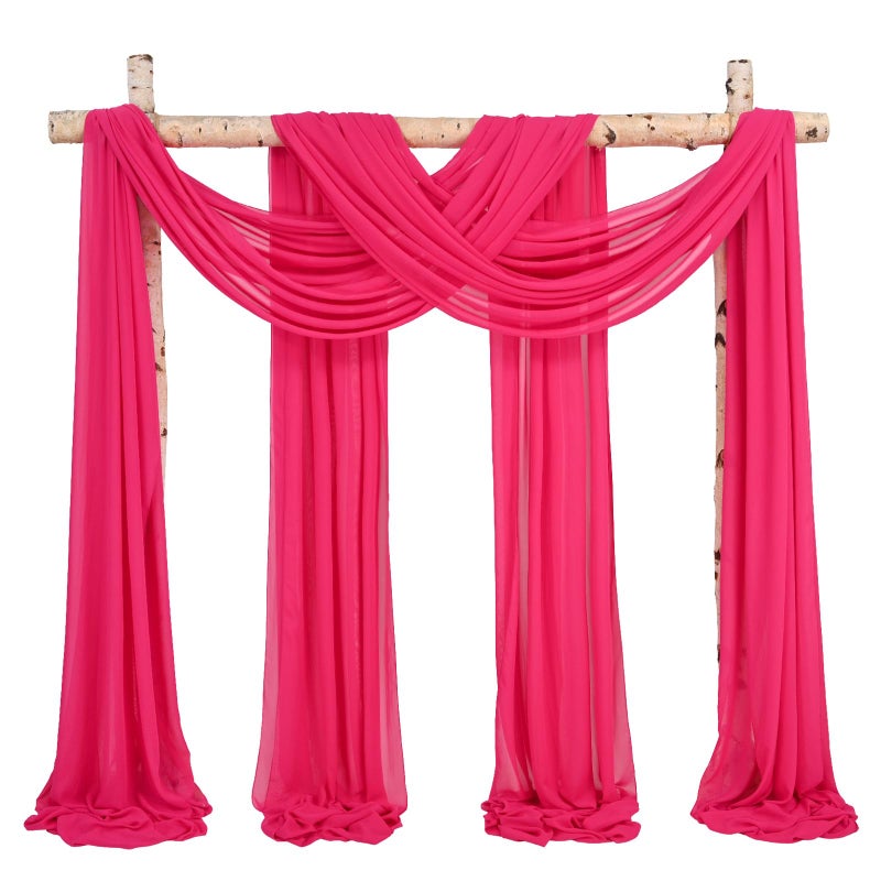 Showgeous زفاف القوس اللفنس النسيج 4 لوحات 28 "" x20ft زفاف زفاف الساخن الستائر قوس الحفل للاحتفال الأقمشة شيفون الستائر شافور الستائر الزفاف زخارف لاستقبال الستائر الخلفية الشفاهية للحفلة - Image 1