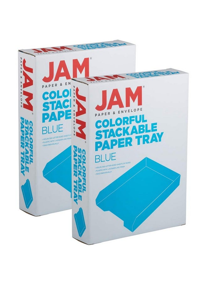 جام بايبر صواني ورق قابلة للتكديس من JAM PAPER - زرقاء - صينية مكتبية لتنظيم المستندات والرسائل والملفات - قطعتان/عبوة  - Image 5