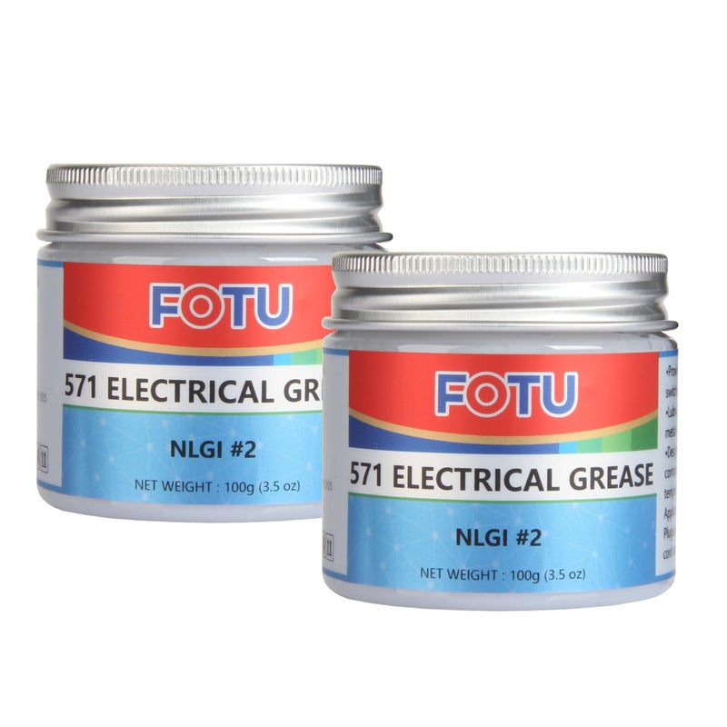 FOTU 571 شحم التلامس الكهربائي، شحم موصل للتوصيلات الكهربائية، يمنع الأسلاك والتوصيلات الكهربائية الأخرى من الملح والأوساخ والتآكل (عبوتان، 3.5 أونصة) - Image 1