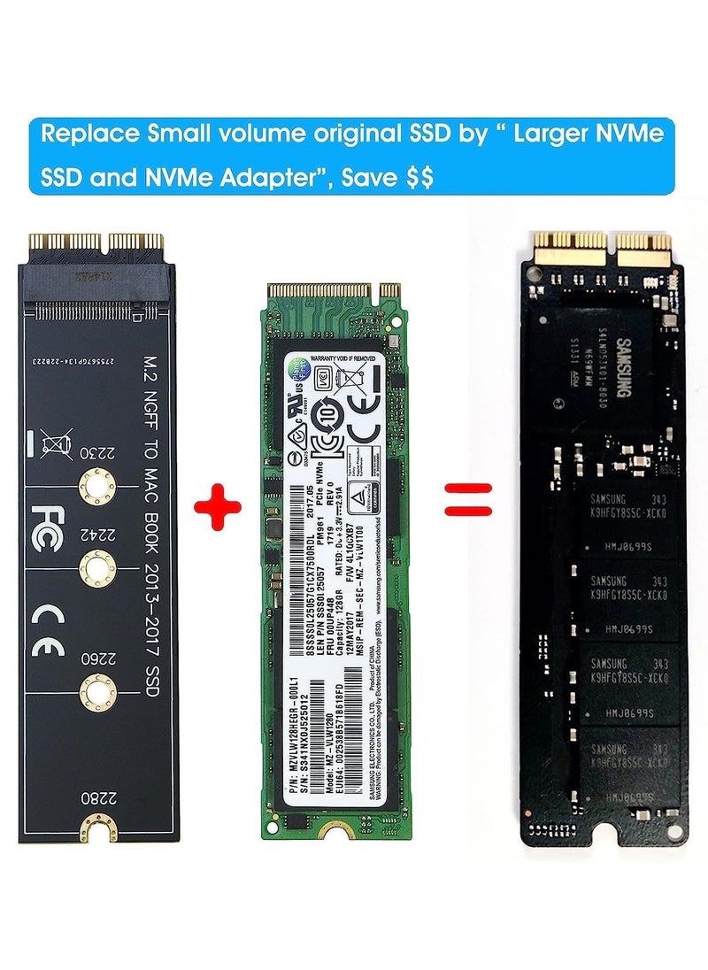 ماركة غير محددة محول ترقية M.2 NVMe SSD الى 12+16 دبوس لجهاز ماك بوك اير (2013-2017 عام) A1465 A1466 وماك برو (اواخر 2013-2015 عام) (EPL-404HS-5 قطع)  - Image 2