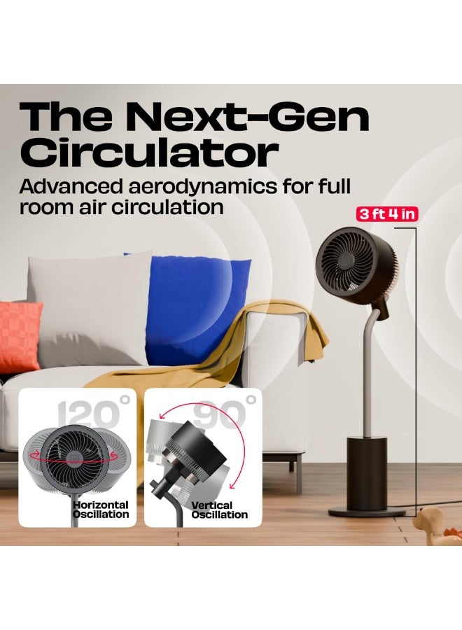 NUUK HALO v2 3D Air Circulation Tower Fan with Mood Lamp | Super Silent Remote Controlled Standing BLDC Fan | 12 Wind Speeds & 4 Fan Modes | 120˚ Horizontal & 90˚ Vertical Oscillation | 3 NIDEC Motors - Image 2