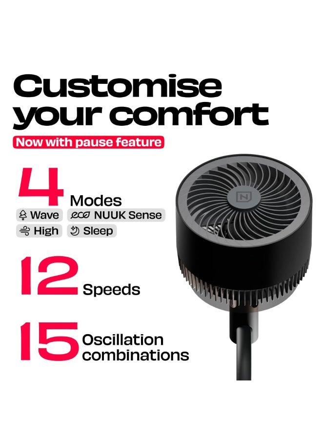 NUUK HALO v2 3D Air Circulation Tower Fan with Mood Lamp | Super Silent Remote Controlled Standing BLDC Fan | 12 Wind Speeds & 4 Fan Modes | 120˚ Horizontal & 90˚ Vertical Oscillation | 3 NIDEC Motors - Image 5