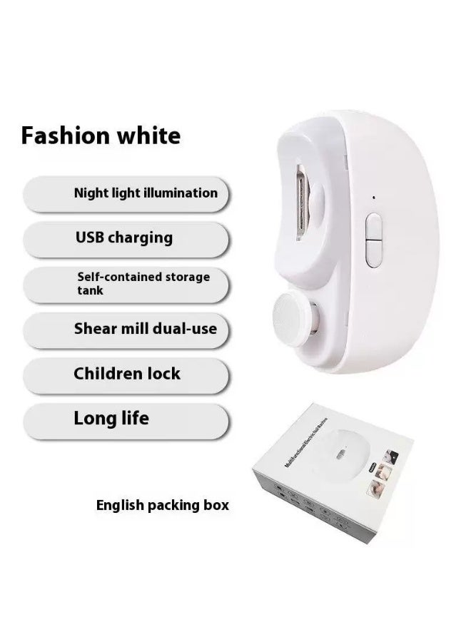 BOUND MOAT 【 Safe and hand-safe 】 Automatic nail sharpener, LED lighting + multi-speed adjustment, silent, low-noise and precise grinding, suitable for babies of different ages. White - Image 1