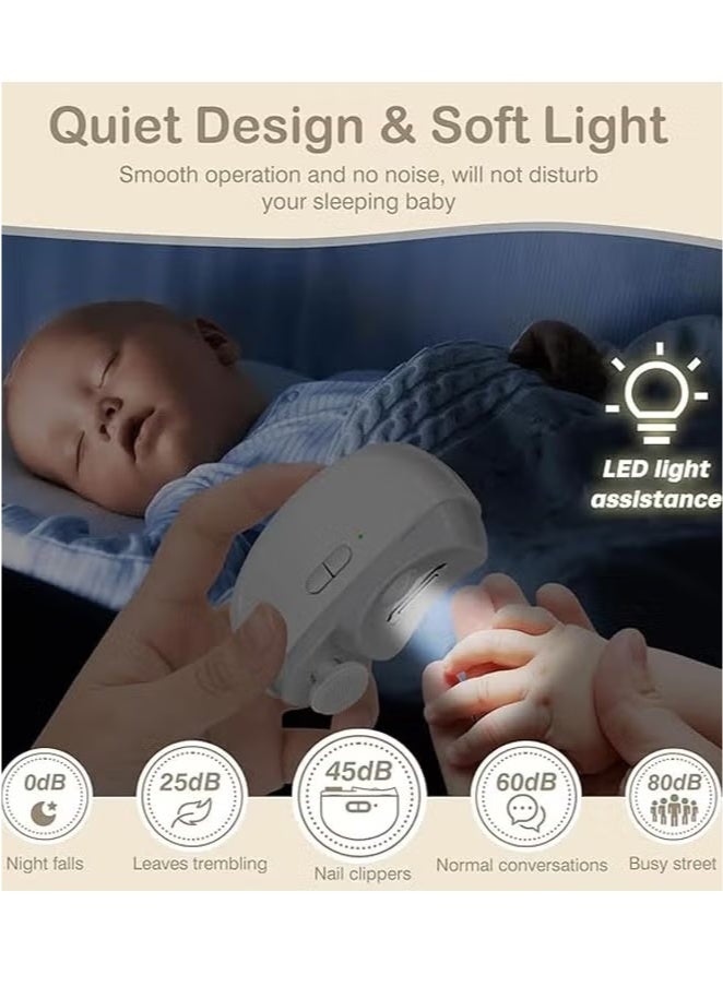 BOUND MOAT 【 Safe and hand-safe 】 Automatic nail sharpener, LED lighting + multi-speed adjustment, silent, low-noise and precise grinding, suitable for babies of different ages. White - Image 5