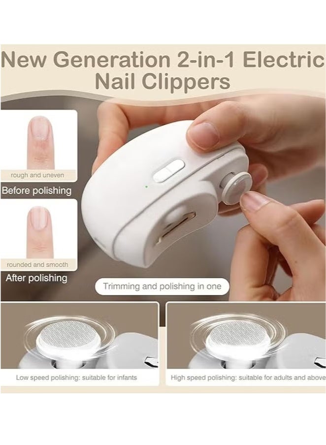 BOUND MOAT 【 Safe and hand-safe 】 Automatic nail sharpener, LED lighting + multi-speed adjustment, silent, low-noise and precise grinding, suitable for babies of different ages. White - Image 2