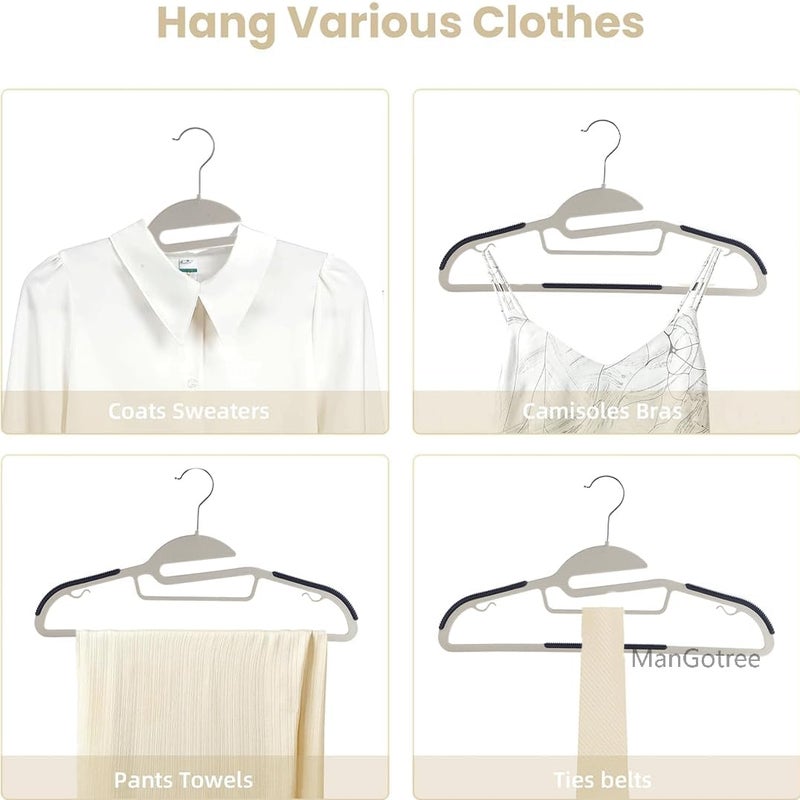 ManGotree 10-Pack Ultra-Thin Non-Slip Plastic Hangers with 360° Rotating Hook - Cream & Blue - Image 5