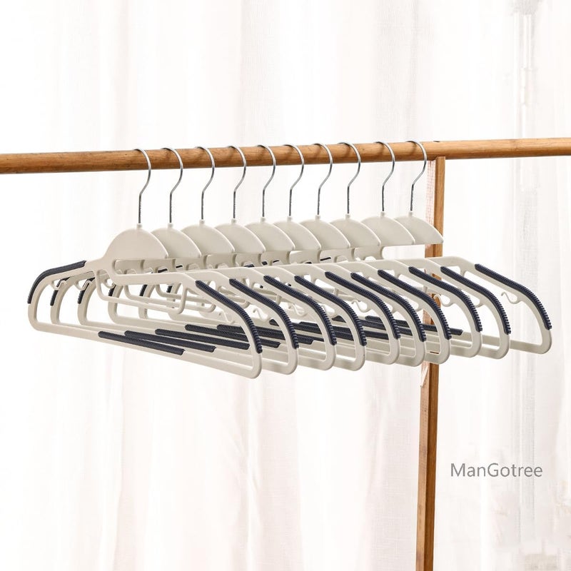 ManGotree 10-Pack Ultra-Thin Non-Slip Plastic Hangers with 360° Rotating Hook - Cream & Blue - Image 4