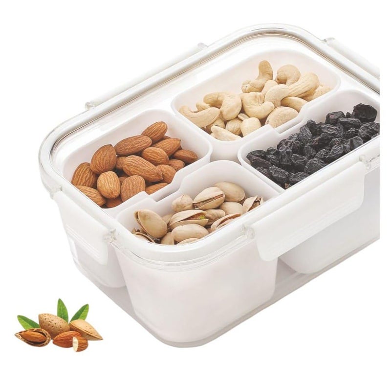 SOCATHEY Dry FruitMasala Box For Kitchen SPICE NUTS BOX Food Container Spices Storage Containers Snack Platters Airtight With Lid with 4 Partition 1 PCS2025 - Image 2