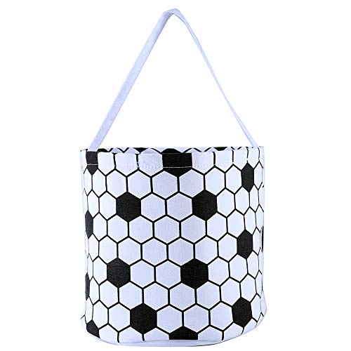 E-FirstFeeling Soccer Basket Easter Baskets Egg Hunt Basket Halloween Baskets Halloween Trick or Treat Bags Candy Bucket Tote for Easter and Halloween (Soccer) - Image 1