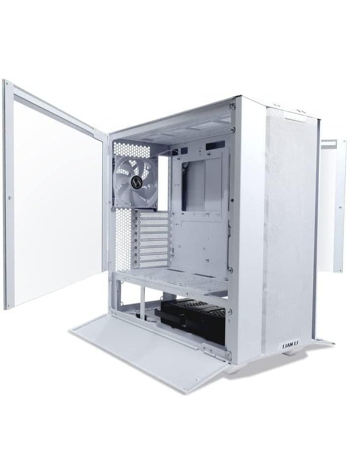ليان لي علبة كمبيوتر LANCOOL III-W بيضاء متوسطة الحجم، ألواح زجاجية مقسّاة مزدوجة المفصلات، شبكة تهوية عالية التدفق، 4 مراوح PWM مقاس 140 مم مضمنة، تدعم لوحات E-ATX / ATX / mATX / ITX، جاهزة لتركيب مشعات تبريد حتى 420 مم، منافذ USB-C أمامية | LANCOOL 3-W أبيض - Image 4