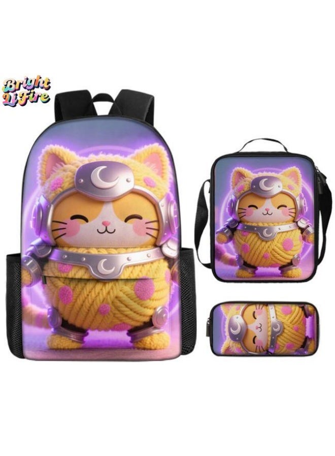 Bright Li Fire Fashion is unlimited! Cartoon bag three-piece set, suitable for a variety of scenes for students and teenagers (available for students, children, friends on outings, mountain climbing, schooling, etc.) - 109 - Image 1
