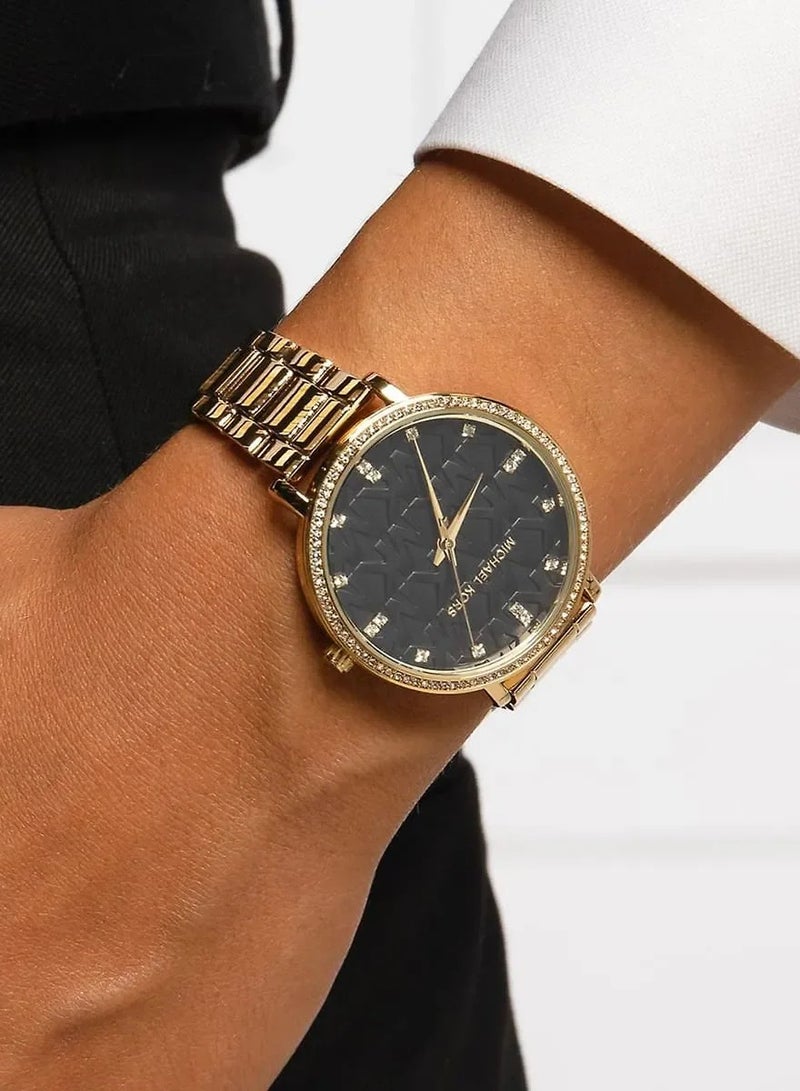 ام كي ساعة نسائية ذهبية، ميناء أسود | MK4593 - Image 4