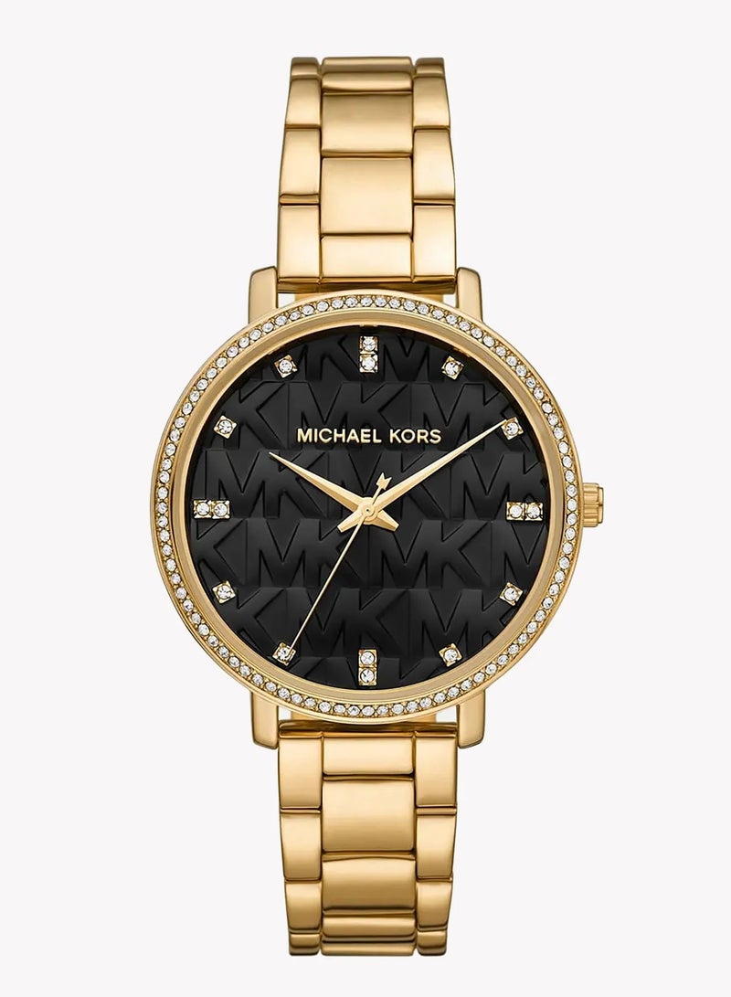 ام كي ساعة نسائية ذهبية، ميناء أسود | MK4593 - Image 1