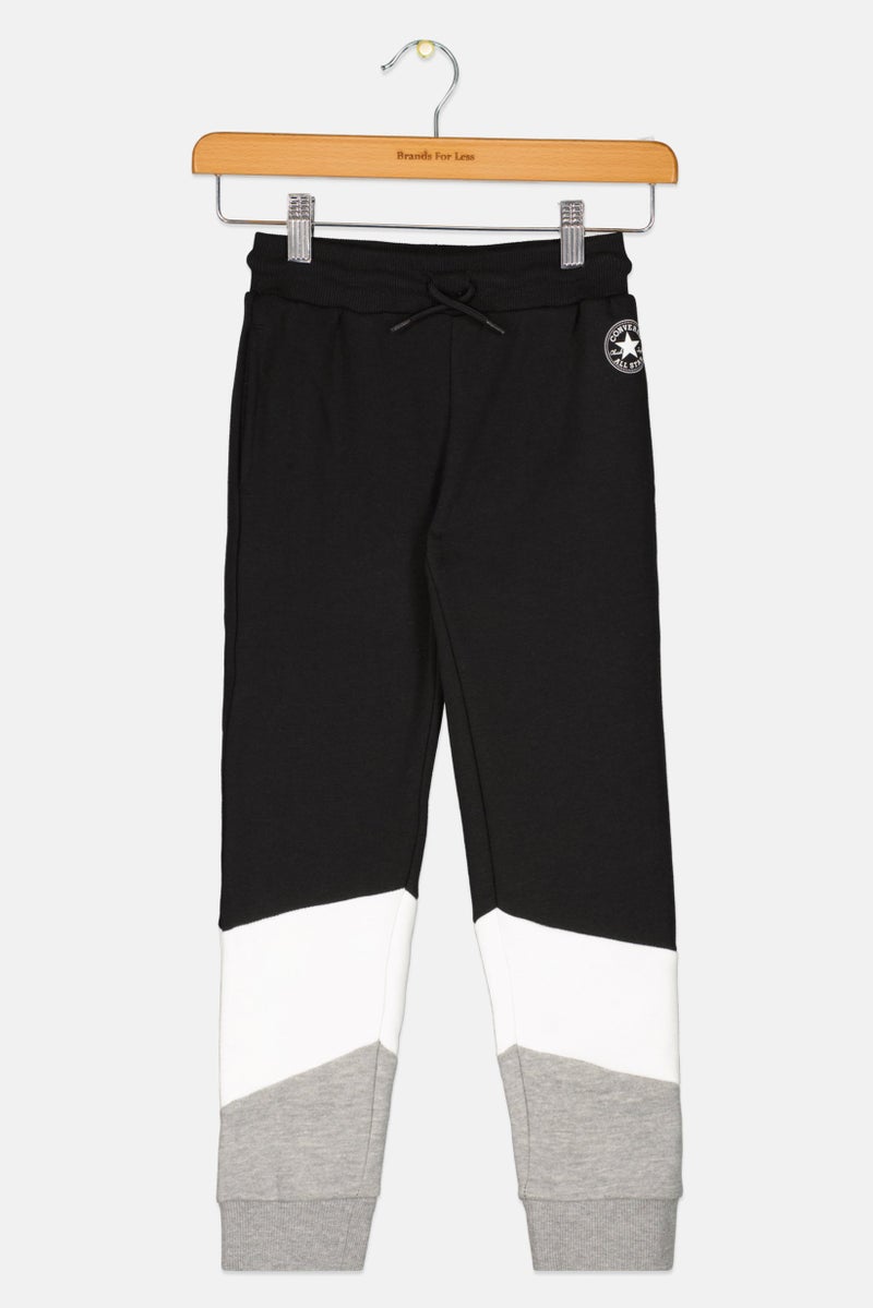 CONVERSE Kids Girl Brand Logo Stretchable Track Pants, Black Combo - Image 1