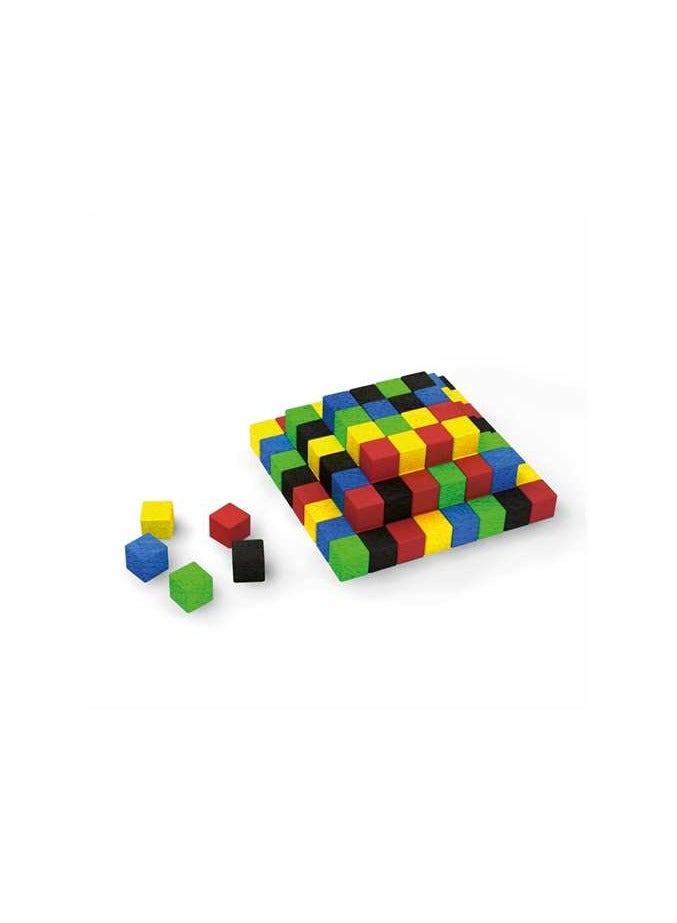 redka Redka colorful wooden cube unit, 100 pieces, 2×2, in 4 different colors - Image 2