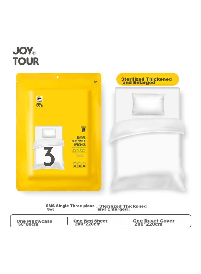 JOY TOUR Joytour Disposable Bed Sheet, Duvet Cover, Pillowcase, Thickened, Enlarged, Sms-grade Sterilized Bedding, Hotel Hygiene Barrier, Single Person Three-piece Set - Image 1