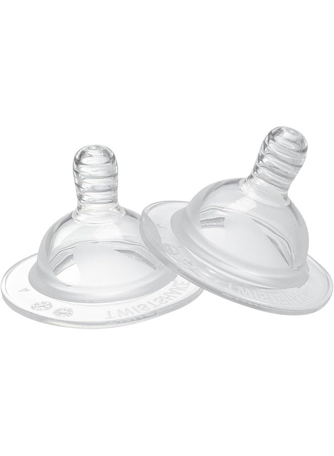 TWISTSHAKE Twistshake Baby Anti-Colic Teats with Breast like Structure - Set of 2 | S Size - 0 Months+ | Soft Silicone - BPA-Free | Transparent - Image 1