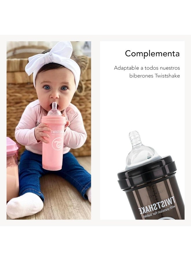 TWISTSHAKE Twistshake Baby Anti-Colic Teats with Breast like Structure - Set of 2 | S Size - 0 Months+ | Soft Silicone - BPA-Free | Transparent - Image 5