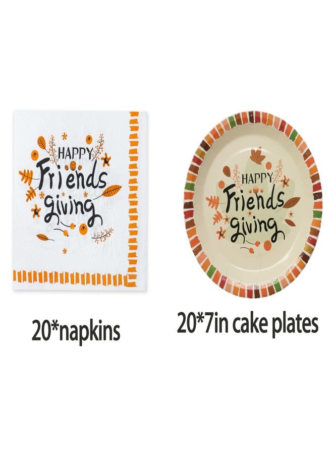 Pandecor Happy Friends Giving Maple Leaf Disposable Plates and Napkins Party SuppliesSet, Serve up to 20 Guests - Image 2