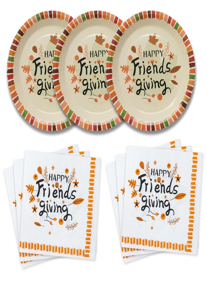 Pandecor Happy Friends Giving Maple Leaf Disposable Plates and Napkins Party SuppliesSet, Serve up to 20 Guests - Image 1