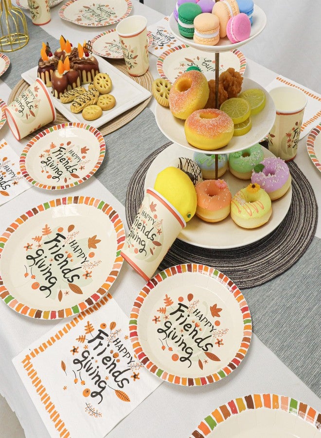 Pandecor Happy Friends Giving Maple Leaf Disposable Plates and Napkins Party SuppliesSet, Serve up to 20 Guests - Image 3