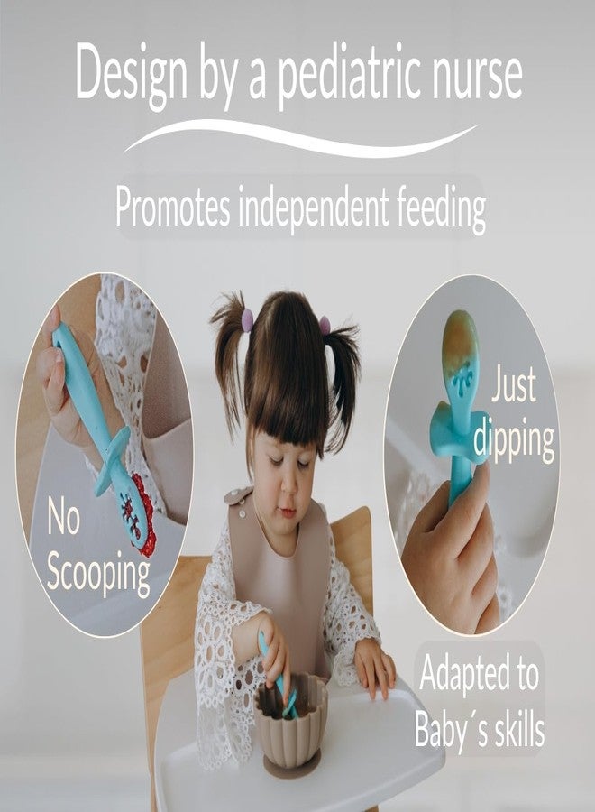 Growing Love Baby Spoons Set, Self Feeding 6 months, Pre-Spoon, Toddler spoon, Baby utensils, training spoon, cuchara bebe, blw, 100% silicone, Anti choke shield - Image 4