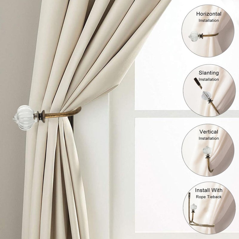 SIXZOONM Vintage Curtain Holdbacks 2Pcs - Pumpkin Shaped, Metal Curtain Side Holders for Wall, Small Drapes Pull Backs Hook, Window Drapery Tie Backs Wall Mounted, Curtain Hardware Accessories - Image 5