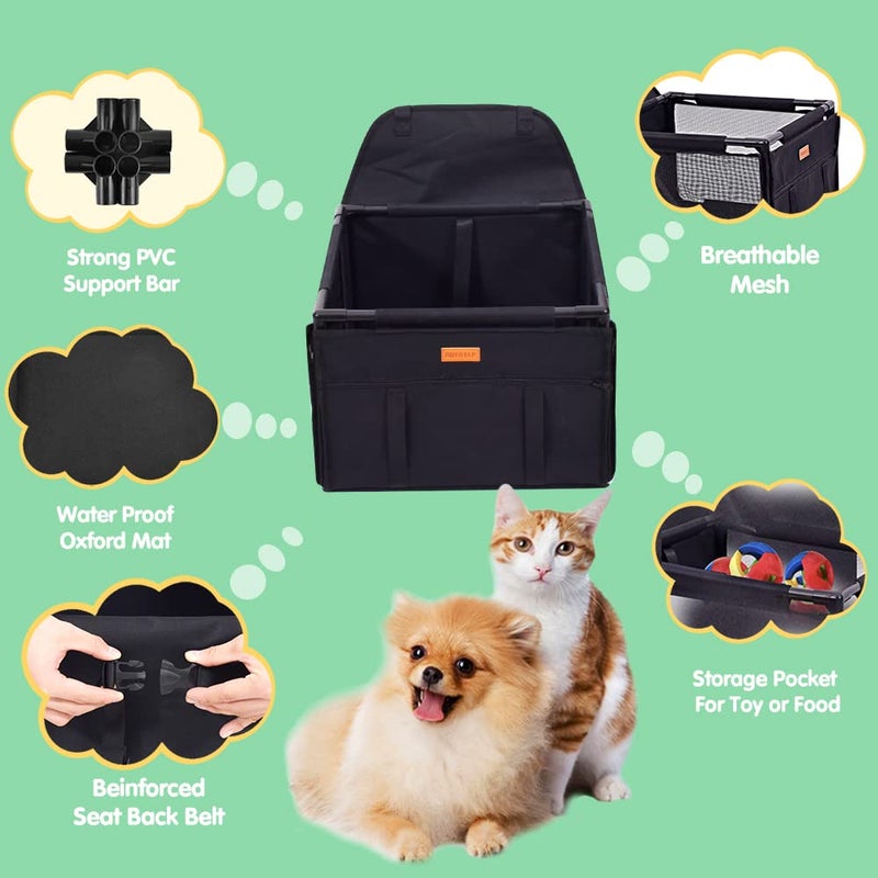 SWIHELP Dog Car Seat Puppy Portable Pet Booster Car Seat with Clip-On Safety Leash and Stable Fram, Anti-Collapse,Perfect for Small Pets - Image 3