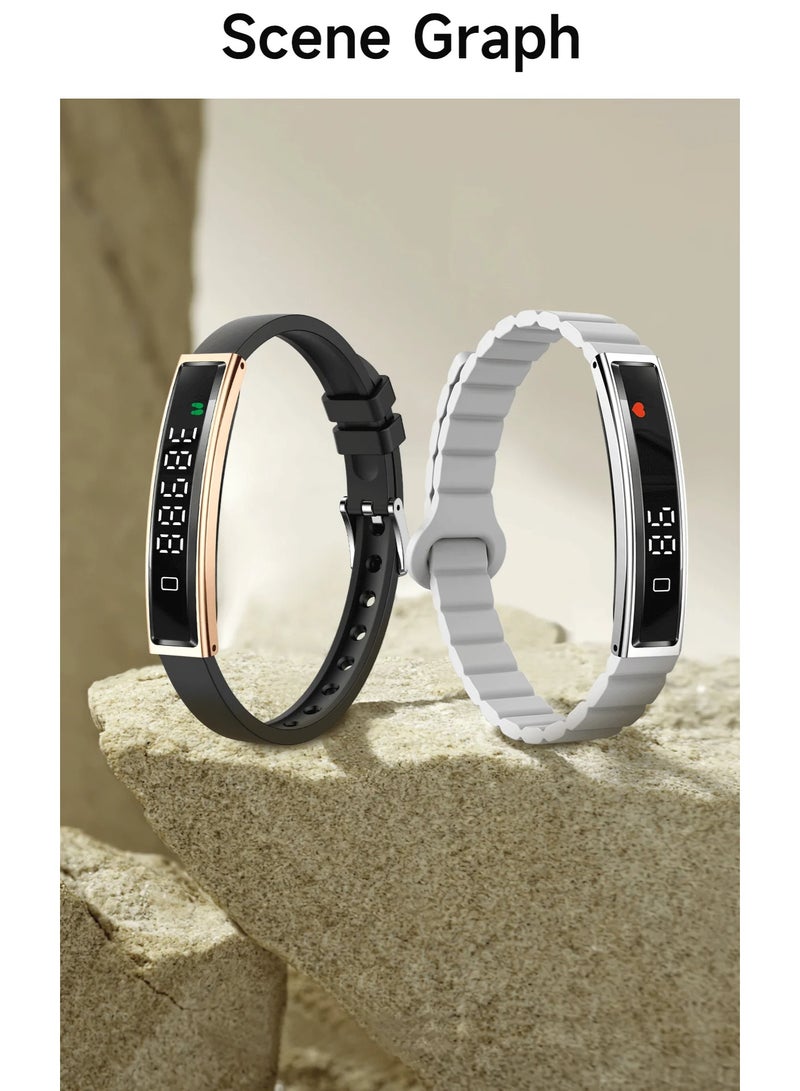 MAKS & CO. B3 Smart Bracelet multicolor – Gold-Tone Fitness Tracker with Black Silicone Strap - Image 3