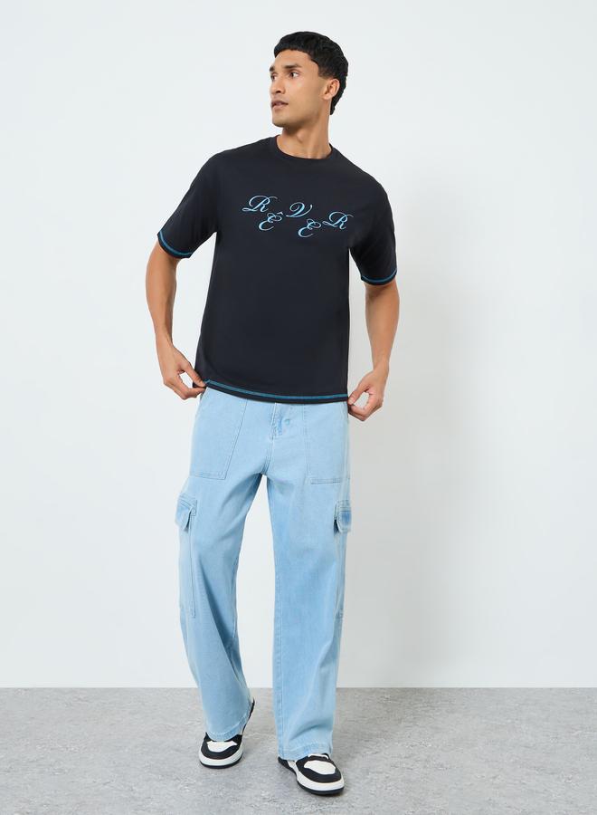 Styli Men Black Oversized Graphic Print T-Shirt - Image 2