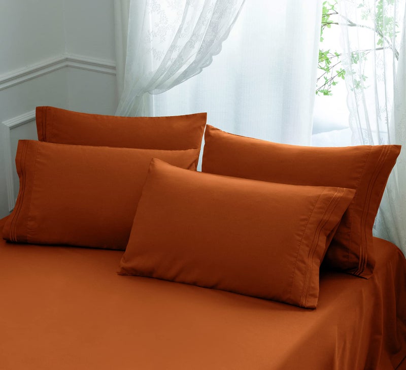 Aormenzy Microfiber Pillow Cases  Standard Size Set of 41800 Thread Count Ultra Soft Rust Pillowcases  Wrinkle Resistant Pillow Covers with Envelope Closure  20 x 26