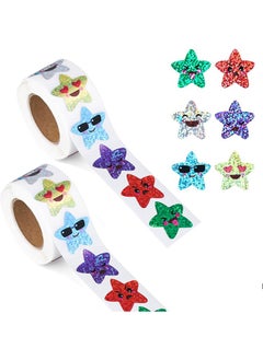 Generic Smiling Star Stickers, 1000 pcs 1 Inch Small Star Stickers Roll Self Adhesive Glitter Sparkly Foil Star Holographic Stickers for Kid School Classroom Teacher Reward Decoration Crafts Supplies (2PACK)  - Image 1