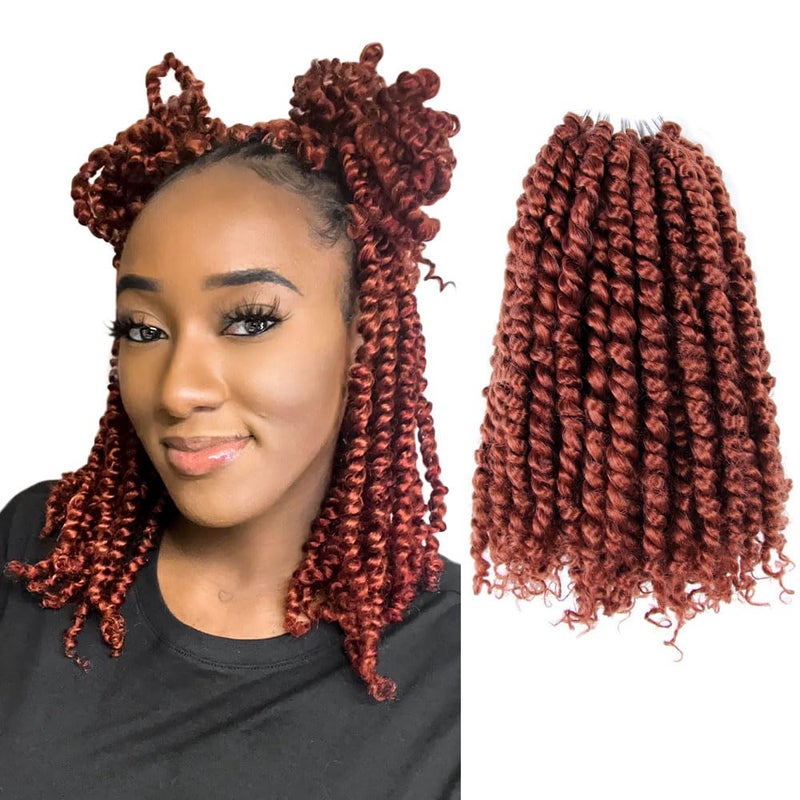 BOHOBABE Pre-twisted Passion Twist Crochet Hair 14 Inch Short Pre-looped Crochet Passion Twist Braiding Hair 8 Packs (350#) - Image 1