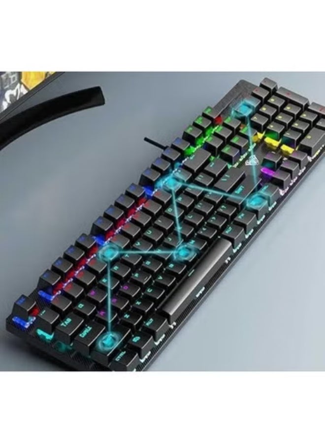 Mechanical Gaming Keyboard – Blue Switches, RGB Backlight, Anti-Ghosting, and Durable Metal Panel - Image 2