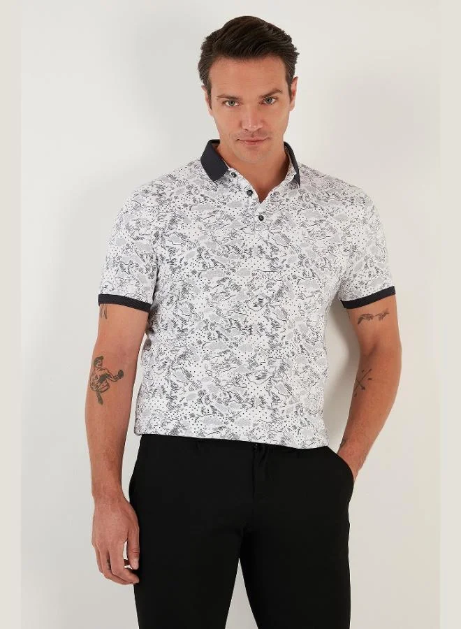 Buratti  Buratti Patterned Cotton Slim Fit Polo Collar T Shirt Men's Polo Collar T-Shirt 646B3540 for Men | Best Price UAE