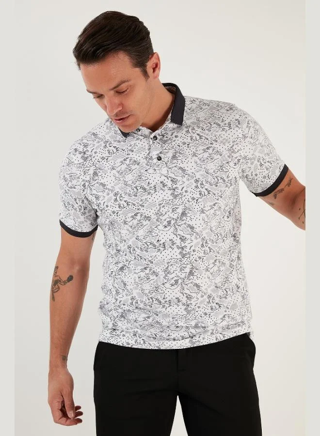 Buratti Patterned Cotton Slim Fit Polo Collar T Shirt Men's Polo Collar T-Shirt 646B3540