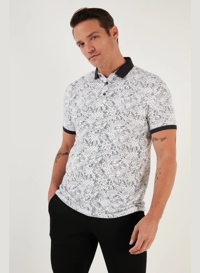 Buratti  Buratti Patterned Cotton Slim Fit Polo Collar T Shirt Men's Polo Collar T-Shirt 646B3540 for Men | Best Price UAE
