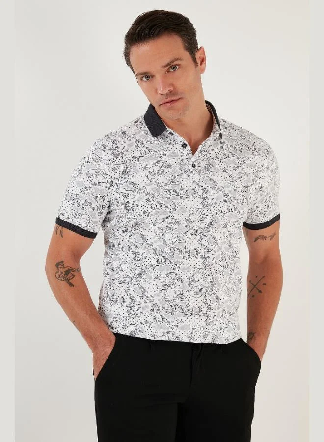 Buratti  Buratti Patterned Cotton Slim Fit Polo Collar T Shirt Men's Polo Collar T-Shirt 646B3540 for Men | Best Price UAE