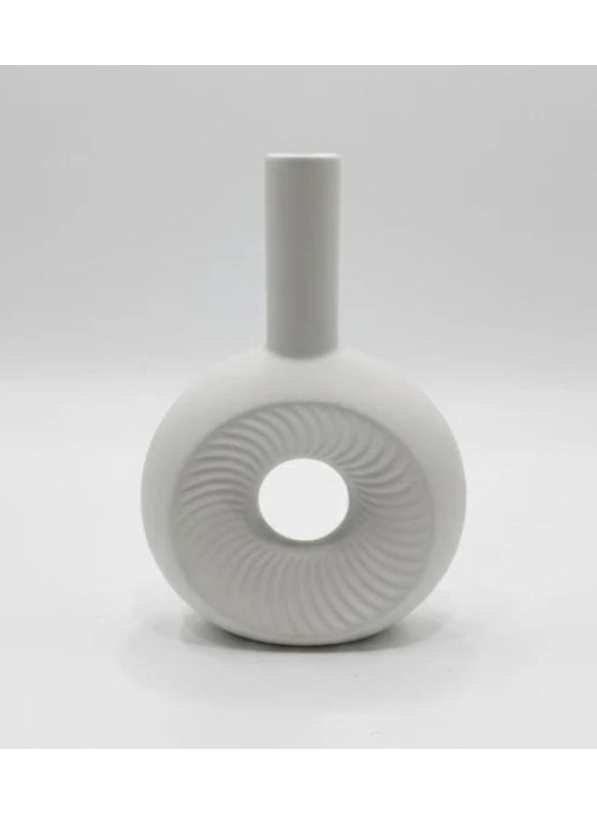 AKDC White Ceramic Long-Neck Decorative Vase – 16×25 cm - Image 2