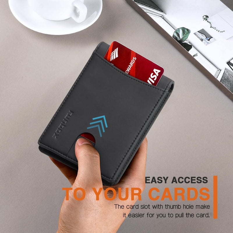 RUNBOX Slim Money Clip Wallets for Men RFID Blocking 11 Card Holder Minimalist Small Leather Bifold Men's Front Pocket Wallet Gift Box - Image 5