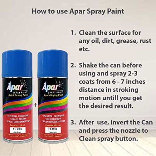 APAR Automotive Spray Paint Ft. Blue Compatible for Farmtrac Tractors -225 ml (Pack of 2-Pcs) - Image 4