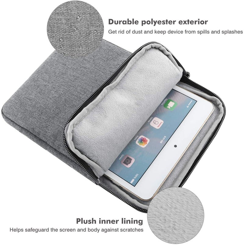 Moca 7-8 Inch Universal Tablet Sleeve Bag Pouch Case for iPad Mini 6th Gen 8.3" 2021, iPad Mini 5/4/3/2/1, Galaxy Tab S2 8.0, A 8.0, A7 Lite 8.7/A 8.4 Inch Tablet (Light Grey) - Image 3