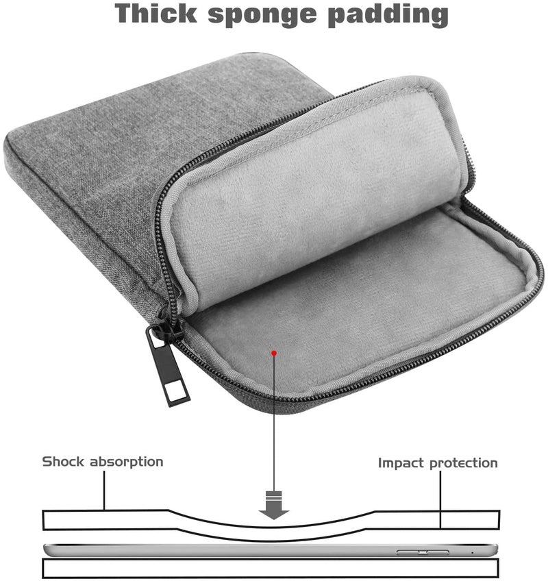 Moca 7-8 Inch Universal Tablet Sleeve Bag Pouch Case for iPad Mini 6th Gen 8.3" 2021, iPad Mini 5/4/3/2/1, Galaxy Tab S2 8.0, A 8.0, A7 Lite 8.7/A 8.4 Inch Tablet (Light Grey) - Image 4