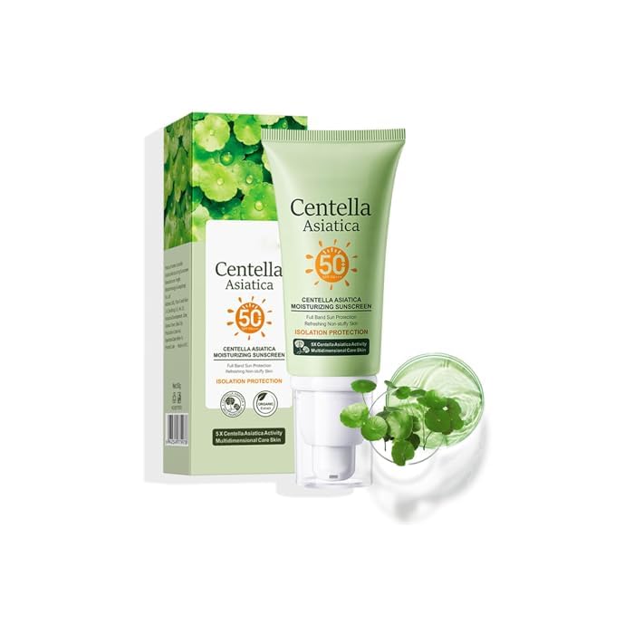 Centella Moisturizing Cream SPF50+ PA++++, Long-Lasting UV Protection & Water-Fit Sun Serum, Refreshing, Nourishing, Non-stuffy, No White Cast, 5X Centella Moisturizer, Isolation Nursing