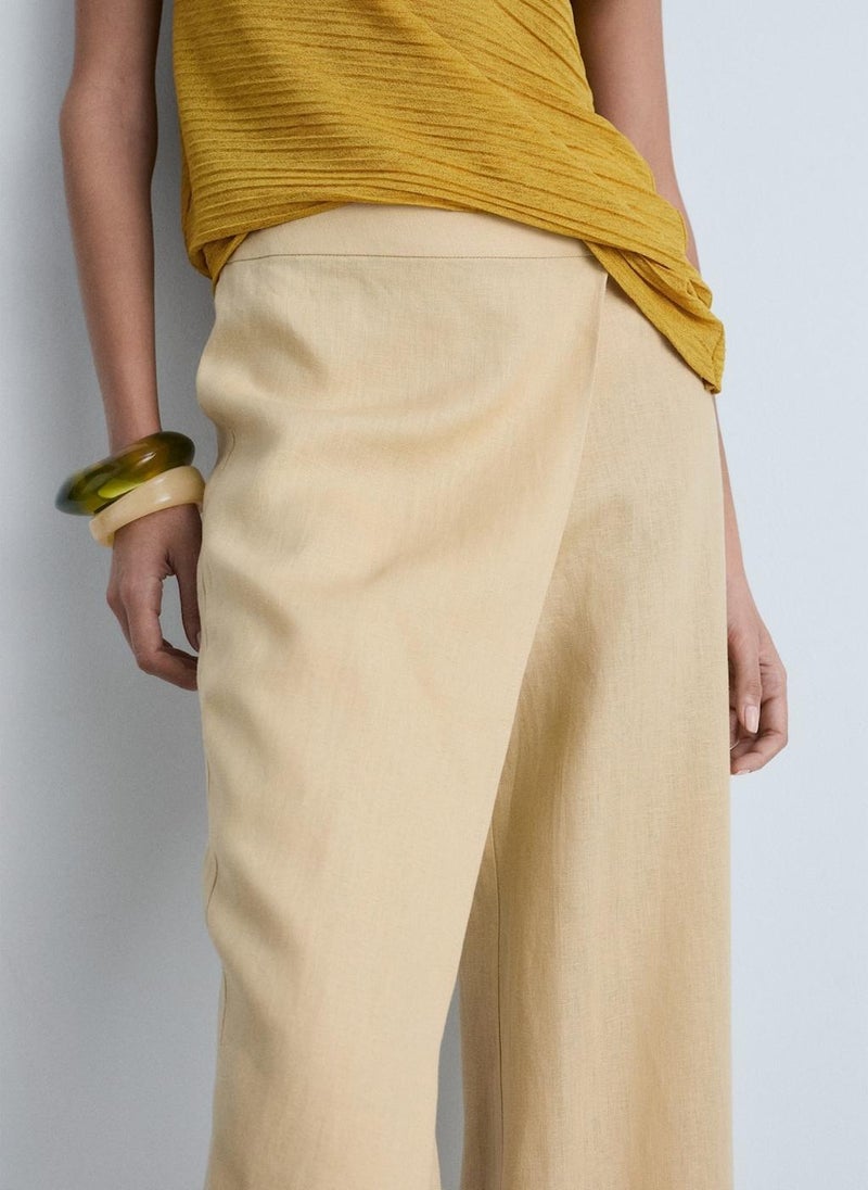 MANGO Casual Linen Crossover Trousers  - Image 3