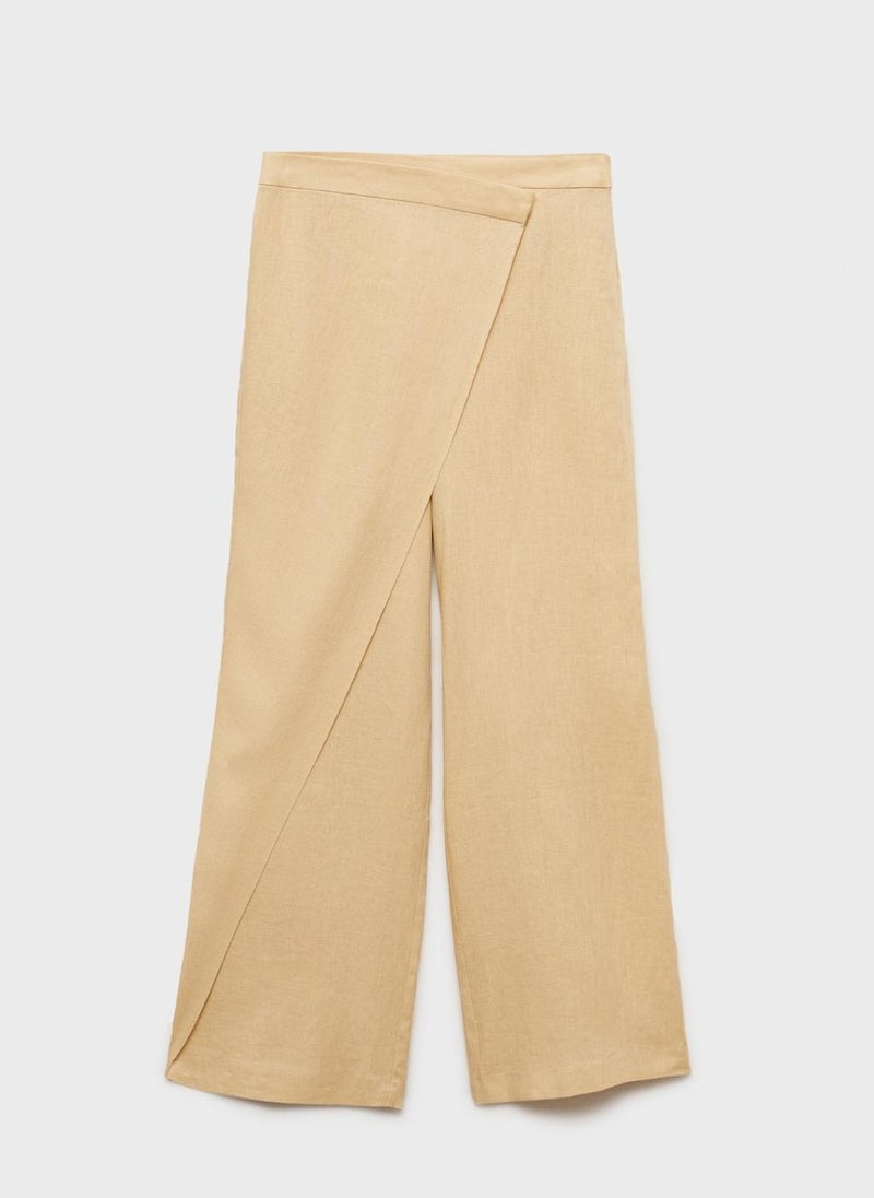 MANGO Casual Linen Crossover Trousers  - Image 5